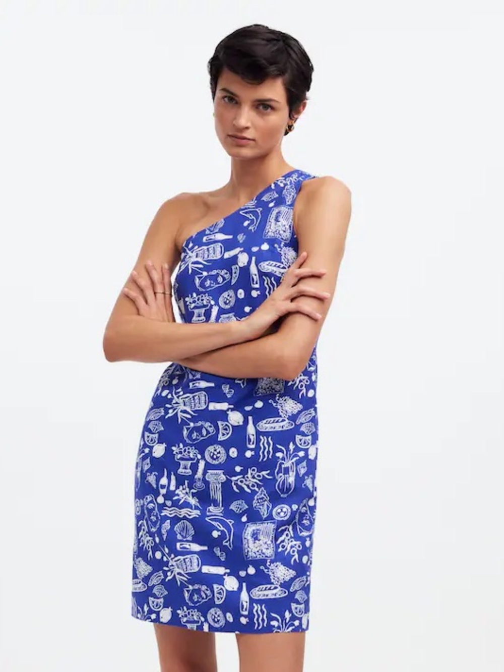 Madewell x Lisa Says Gah! • One-Shoulder Printed Mini Dress